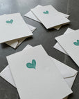 Small note cards with teal watercolour love heart