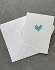 Small note cards with teal watercolour love heart