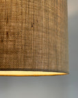 Hessian drum lampshade/ ceiling shade with a white lining