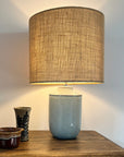 Hessian drum lampshade/ ceiling shade with a white lining