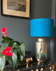 Teal cotton drum lampshade/ ceiling shade with a white lining