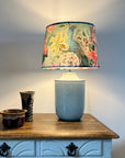 Duck Egg Peacock Floral Velvet French Drum Lampshade | Handmade Ceiling Light Shade | UK