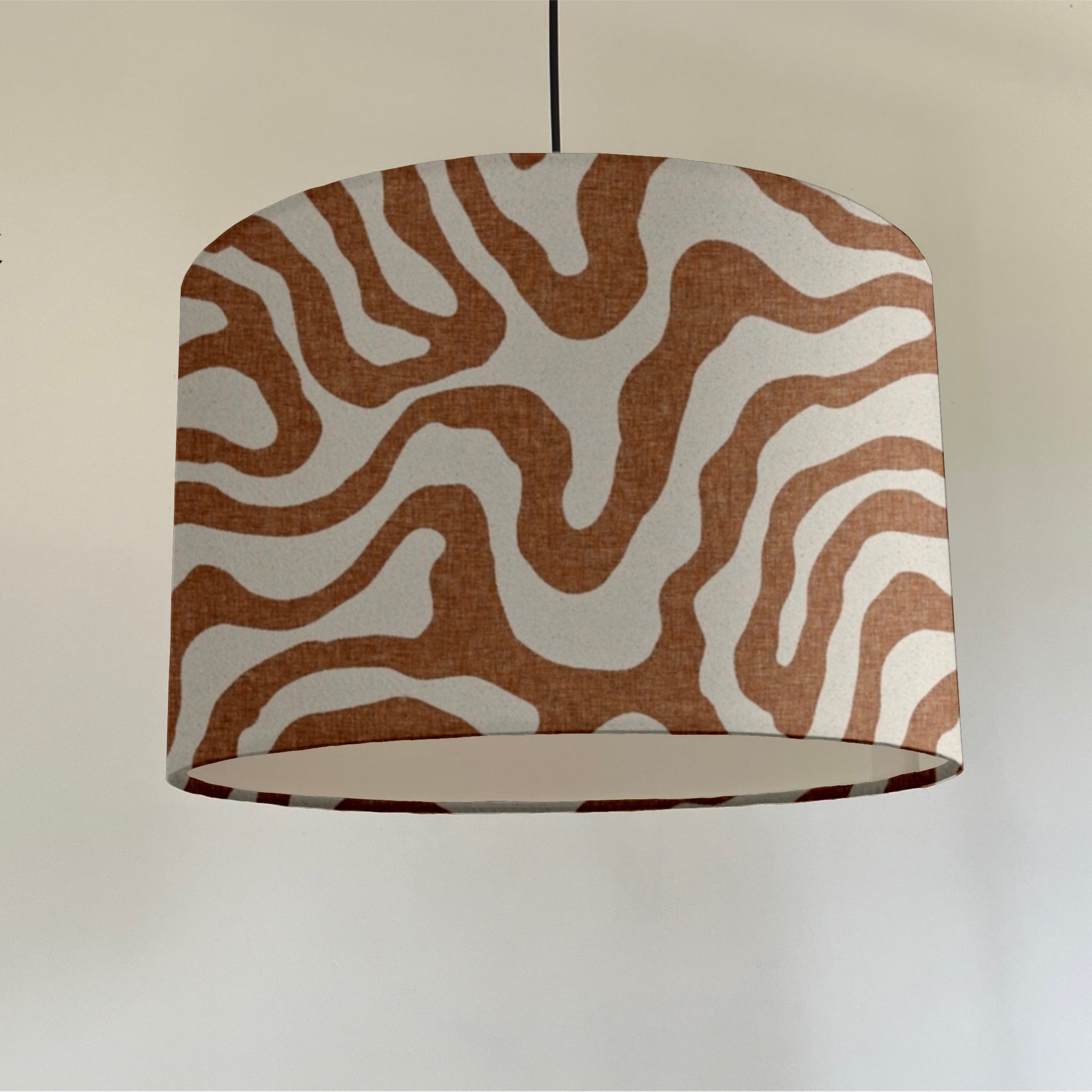 Sandstone Wiggle drum lampshade /ceiling shade with a white lining
