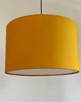 Mustard yellow cotton drum lampshade/ ceiling shade with a white lining