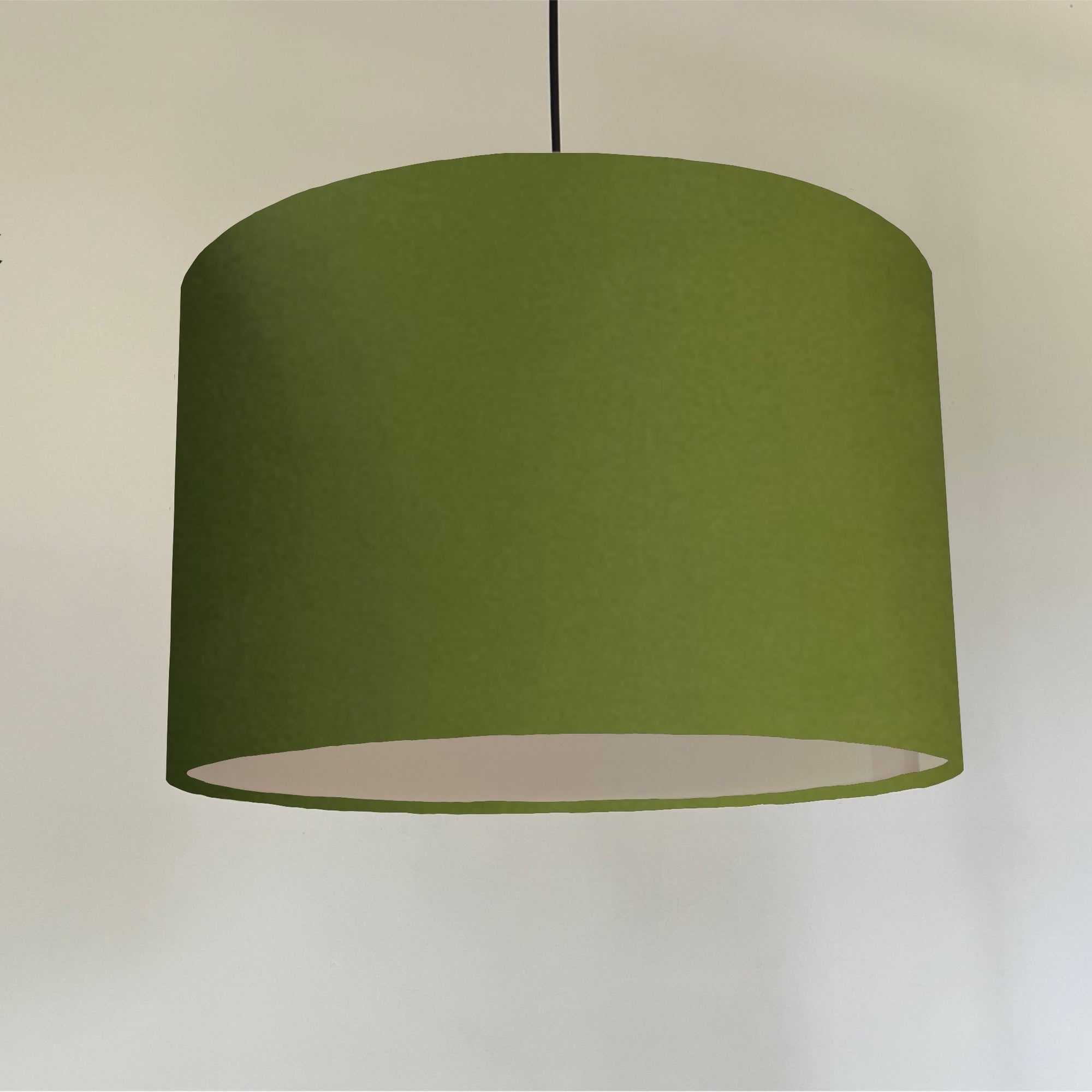 Olive cotton drum lampshade/ ceiling shade with a white lining