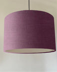 Purple linen drum lampshade/ ceiling shade with a white lining
