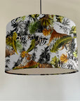 Tiger cheetah jungle velvet drum lampshade / ceiling shade, with a white lining