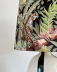 Leopard & Palm Trees Velvet French Drum Lampshade | Handmade Ceiling Light Shade | UK