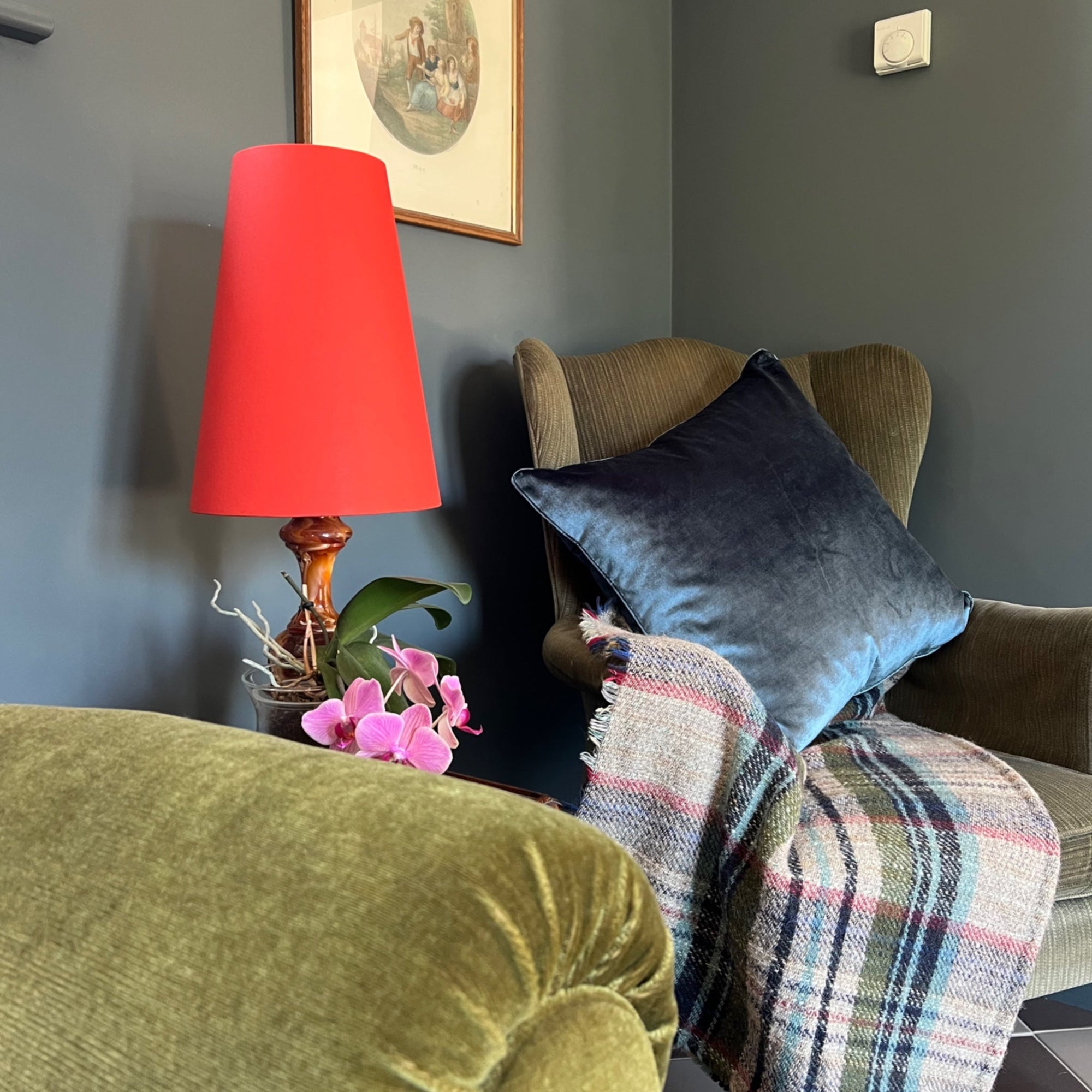 Burnt Orange Cotton Lampshade | Extra Tall Cone Light Shade | Bespoke Handmade UK