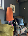Burnt Orange Velvet Lampshade | Extra Tall Cone Light Shade | Bespoke Handmade UK