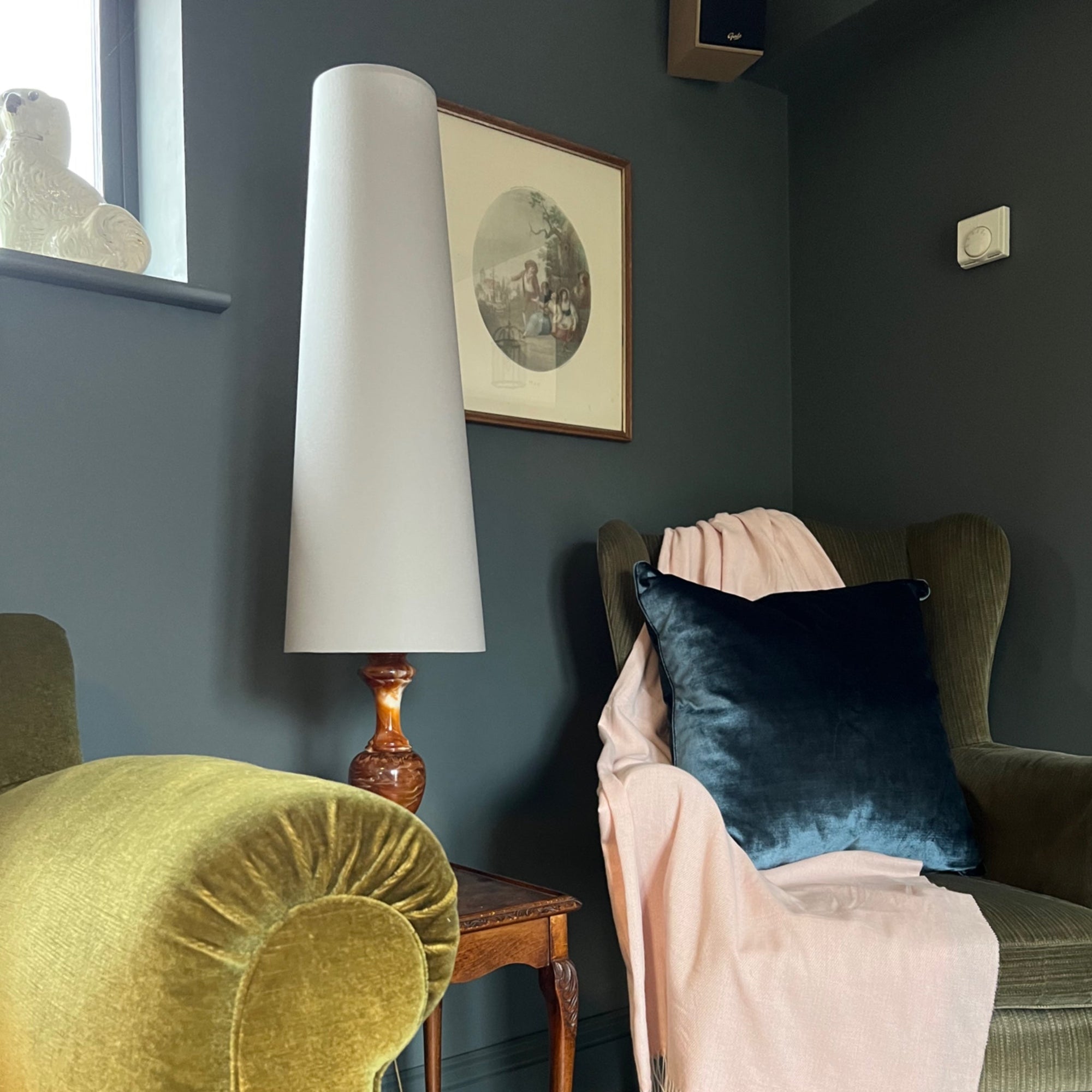 Grey Cotton Lampshade | Extra Tall Cone Light Shade | Bespoke Handmade UK