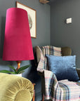 Red Velvet Lampshade | Extra Tall Cone Light Shade | Bespoke Handmade UK