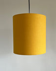 Mustard linen drum lampshade/ ceiling shade with a white lining