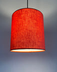 Orange linen drum lampshade/ ceiling shade with a white lining