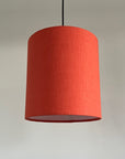 Orange linen drum lampshade/ ceiling shade with a white lining