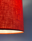 Orange linen drum lampshade/ ceiling shade with a white lining