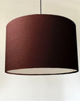 Brown linen drum lampshade/ ceiling shade with a white lining