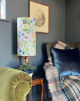 Spring Garden Velvet Lampshade | Extra Tall Cylinder Ceiling Light Shade | Bespoke Handmade UK