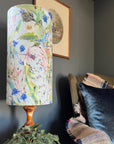 Spring Garden Velvet Lampshade | Extra Tall Cylinder Ceiling Light Shade | Bespoke Handmade UK