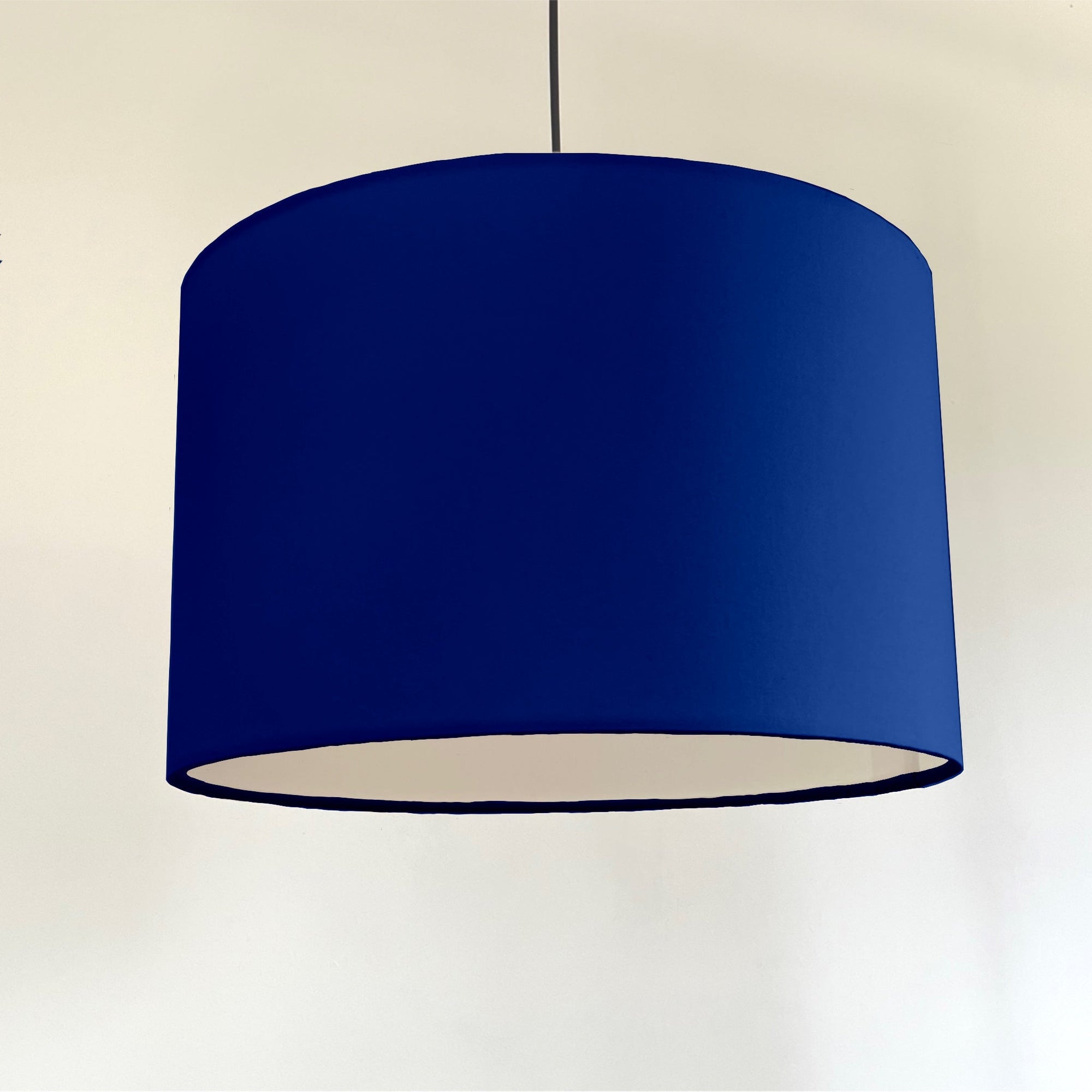 Royal blue cotton drum lampshade/ ceiling shade with a white lining