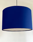 Royal blue cotton drum lampshade/ ceiling shade with a white lining