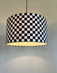 Checkerboard cotton drum lampshade/ ceiling shade with a white lining