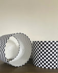 Checkerboard cotton drum lampshade/ ceiling shade with a white lining