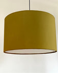 Mustard velvet drum lampshade/ ceiling shade with a white lining