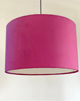 Hot Pink velvet drum lampshade/ ceiling shade with a white lining