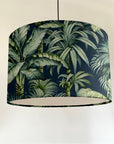 Tripura midnight velvet, drum lampshade /ceiling shade with a white lining
