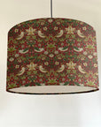 William Morris Crimson strawberry thief cotton drum lampshade/ ceiling shade with a white lining