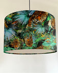Tropical cheetah velvet drum lampshade / ceiling shade, with a white lining