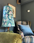 Tropical palm leaves velvet cone lampshade, extra tall lampshade