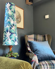 Tropical palm leaves velvet cone lampshade, extra tall lampshade