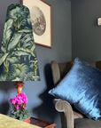 Tripura midnight Velvet cone lampshade, extra tall lampshade