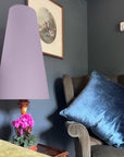 Lilac Cotton Lampshade | Extra Tall Cone Light Shade | Bespoke Handmade UK
