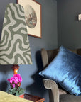 Green wiggle cone lampshade, extra tall lampshade