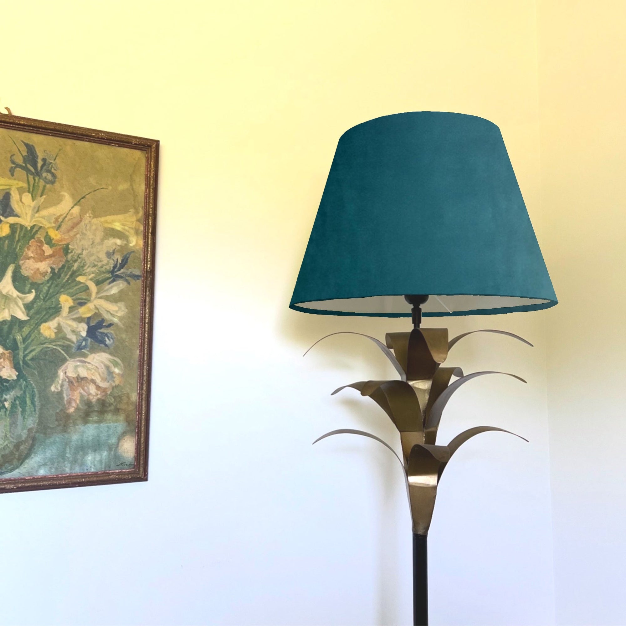 Teal Velvet Steep Empire Lampshade | Handmade Ceiling Light Shade | UK
