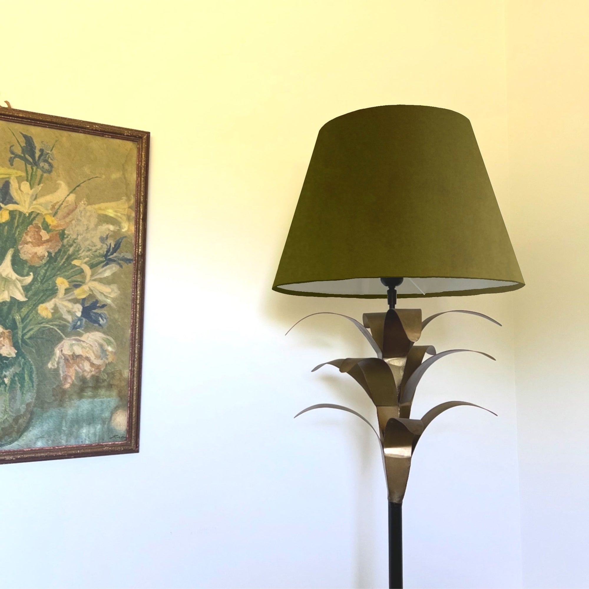 Olive Green Velvet Steep Empire Lampshade | Handmade Ceiling Light Shade | UK