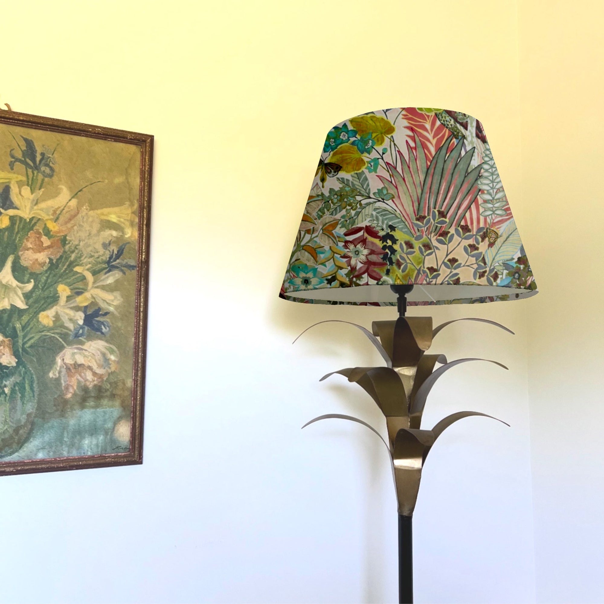 Floral Pastel Velvet Steep Empire Lampshade | Handmade Ceiling Light Shade | UK