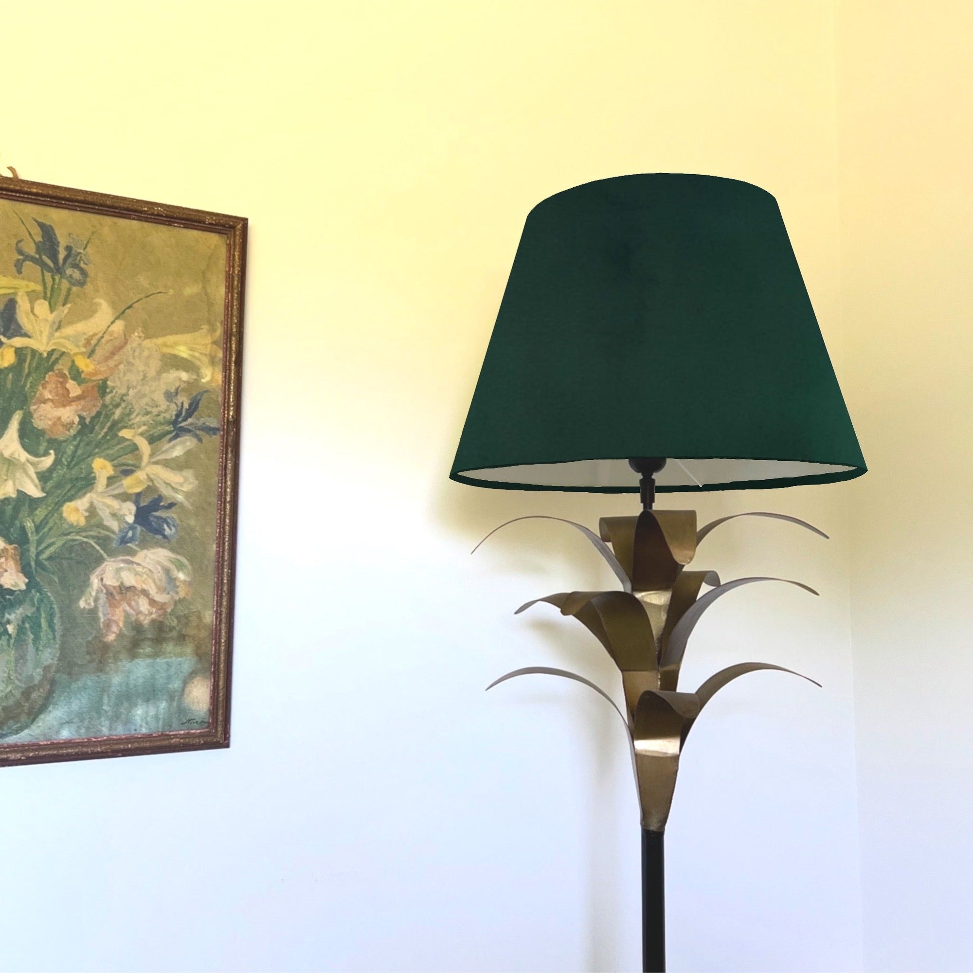 Bottle Green Velvet Steep Empire Lampshade | Handmade Ceiling Light Shade | UK