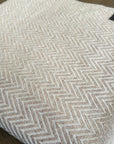 Premium Noble Cashmere Blanket, handwoven pure cashmere, luxury latte light honey gold chevron throw, 125cm x 250cm by Wildash London at brixbailey.com