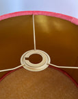 Coral textured velvet drum lampshade/ ceiling shade with a metallic brushed gold lining