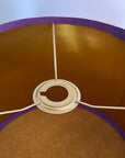 Purple velvet drum lampshade/ ceiling shade with a metallic brushed gold lining