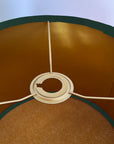 Green velvet drum lampshade/ ceiling shade with a metallic brushed gold lining