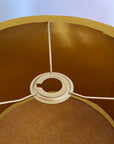 Mustard velvet drum lampshade/ ceiling shade with a metallic brushed gold lining