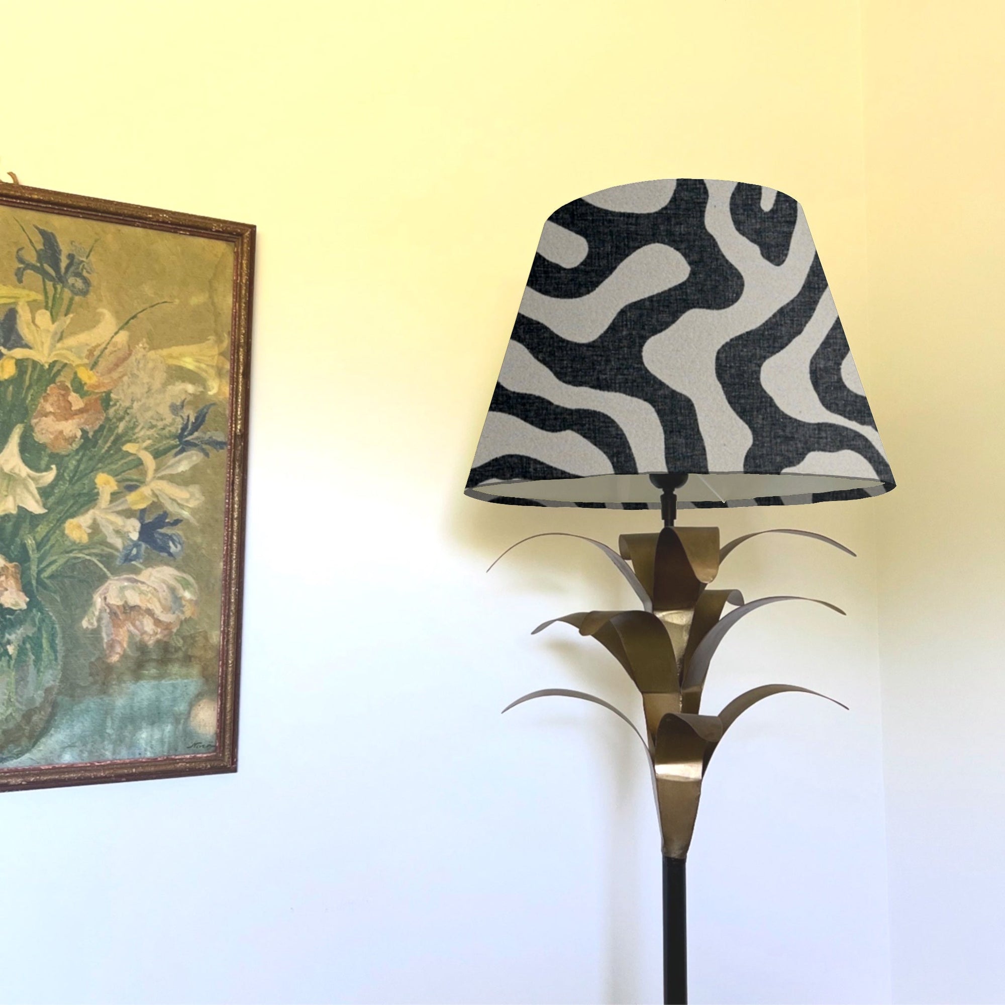 Black Wiggle Textured Steep Empire Lampshade | Handmade Ceiling Light Shade | UK