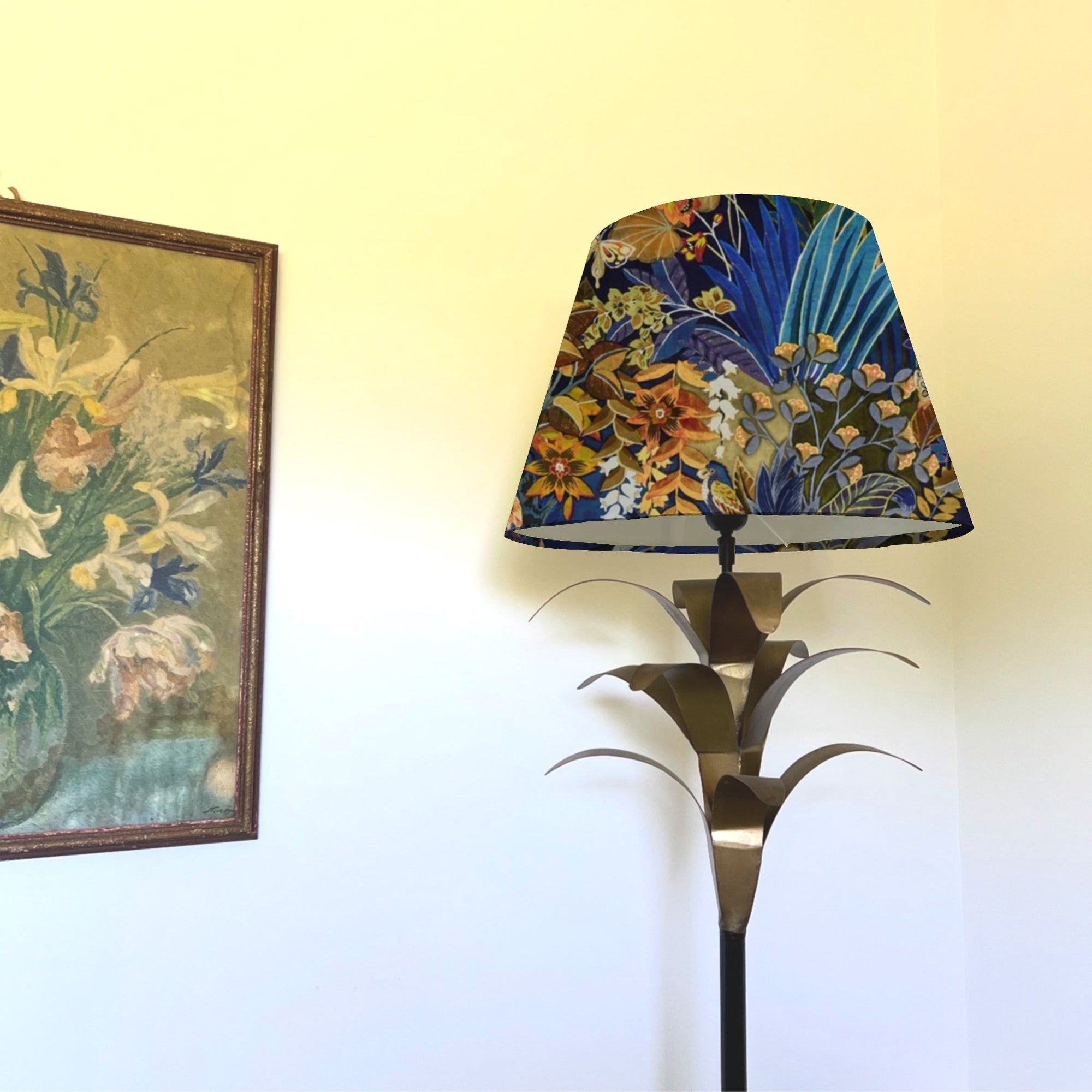 Floral Midnight Velvet Steep Empire Lampshade | Handmade Ceiling Light Shade | UK