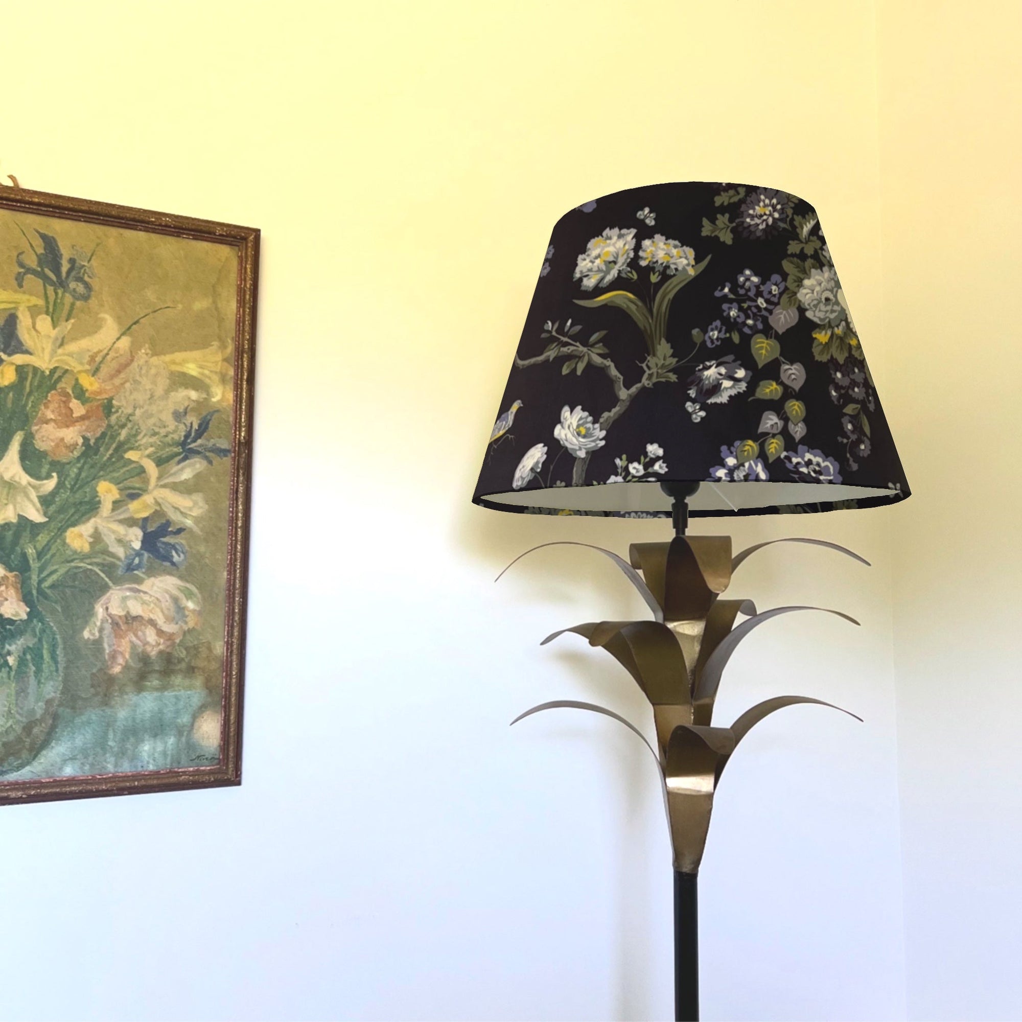 Midnight Floral Velvet Steep Empire Lampshade | Handmade Ceiling Light Shade | UK