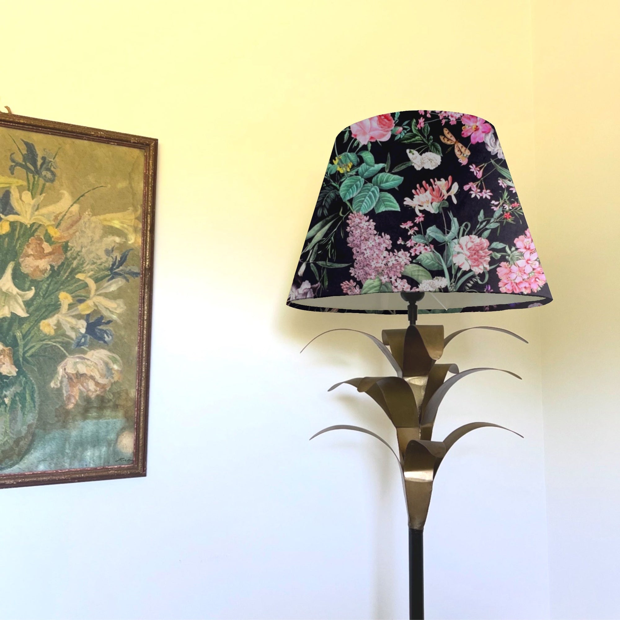 Black Butterfly Floral Velvet Steep Empire Lampshade | Handmade Ceiling Light Shade | UK